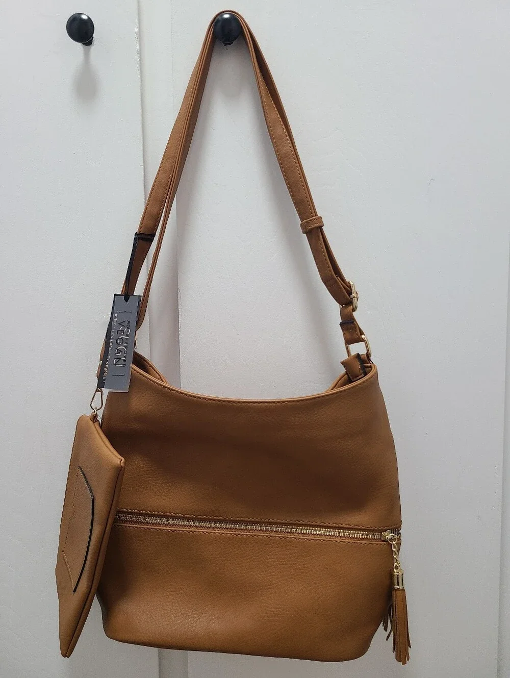 Tan Shoulder Bag with Matching Pouch - Casual Everyday